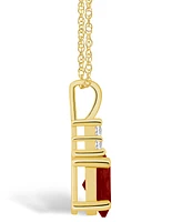 Macy's Garnet (1-1/2 Ct. T.w.) and Diamond (1/10 Ct. T.w.) Pendant Necklace in 14K Yellow Gold