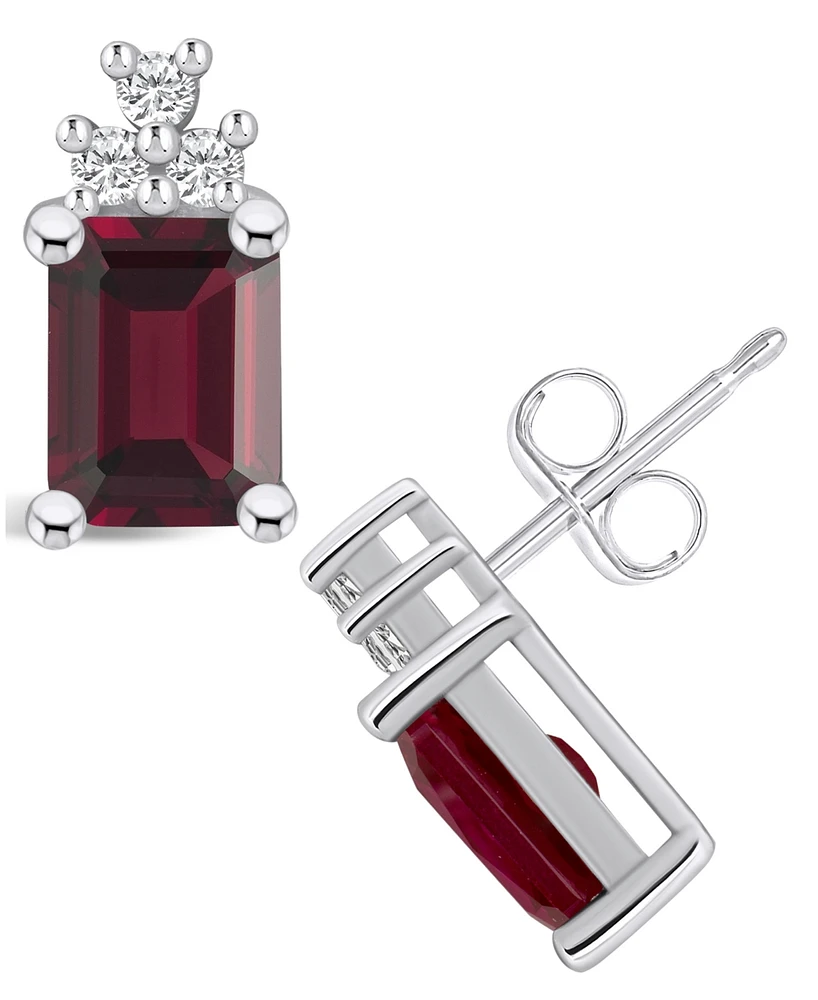 Macy's Garnet (3-7/8 ct. t.w.) and Diamond (1/5 ct. t.w.) Stud Earrings in 14K Gold