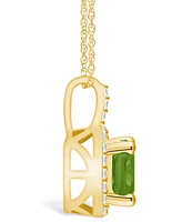 Macy's Peridot (2-3/8 Ct. T.w.) and Diamond (1/4 Ct. T.w.) Halo Pendant Necklace in 14K Yellow Gold