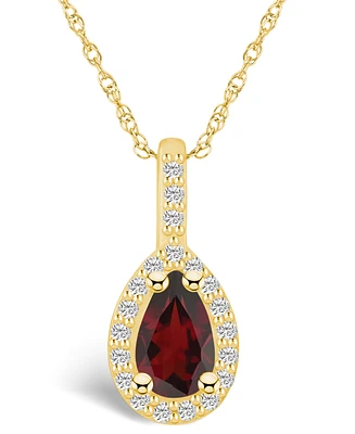Macy's Garnet (1-1/10 Ct. T.w.) and Diamond (1/5 Ct. T.w.) Halo Pendant Necklace in 14K Yellow Gold
