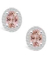 Macy's Morganite (2-1/3 ct. t.w.) and Diamond (3/8 ct. t.w.) Halo Stud Earrings in 14K Gold