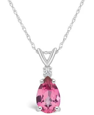 Topaz (1 ct. t.w.) and Diamond Accent Pendant Necklace 14K White Gold or