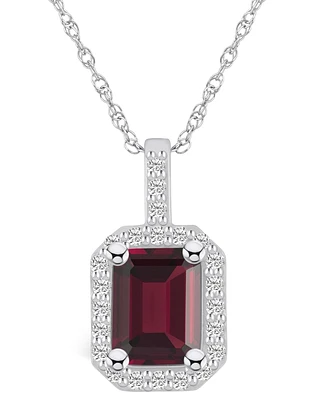 Macy's Garnet (2 Ct. T.w.) and Diamond (1/4 Ct. T.w.) Halo Pendant Necklace in 14K Gold