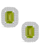 Macy's Peridot (2-1/5 ct. t.w.) and Diamond (3/4 ct. t.w.) Halo Stud Earrings in 14K White Gold