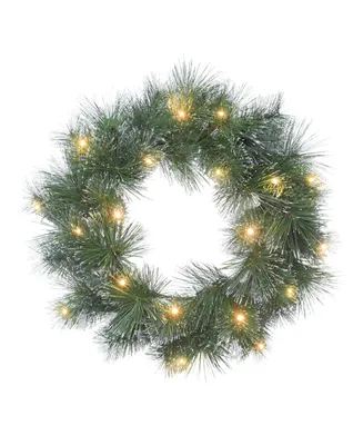 24" B/O Glittery Wreath with 50 Warm White Led Lit, 50 Tips