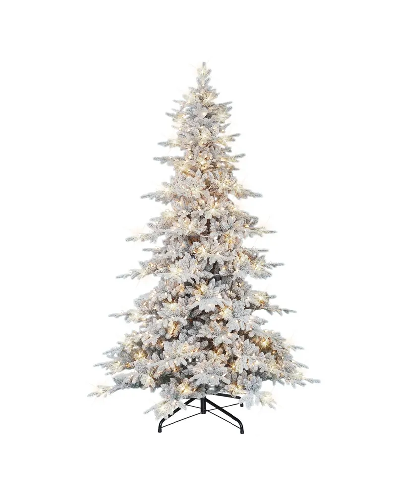 9' Pre-Lit Flocked Utah Fir Tree with 800 Clear Incandescent Lights, 3077 Tips