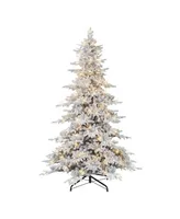 Puleo 9FT Pre-Lit Flocked Union Fir Tree