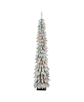 6' Pre-Lit Flocked Alpine Pencil Tree with 100 Underwriters Laboratories Multi-Color Incandescent Lights, 261 Tips