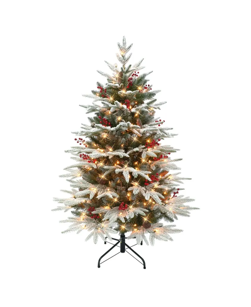 4.5' Pre-Lit Flocked Halifax Fir Tree with 250 Underwriters Laboratories Clear Incandescent Lights, 1027 Tips