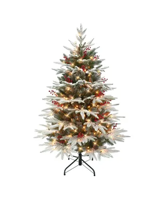 4.5' Pre-Lit Flocked Halifax Fir Tree with 250 Underwriters Laboratories Clear Incandescent Lights, 1027 Tips