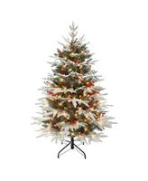 Puleo 4.5FT Pre-Lit Flocked Hartford Fir Tree