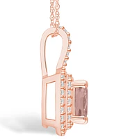 Macy's Morganite (2 Ct. T.w.) and Diamond (1/2 Ct. T.w.) Halo Pendant Necklace in 14K Rose Gold