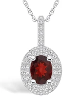 Macy's Garnet (1-1/2 Ct. T.w.) and Diamond (1/2 Ct. T.w.) Halo Pendant Necklace in 14K Gold