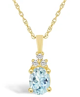 Macy's Aquamarine (1-1/7 Ct. T.w.) and Diamond (1/10 Ct. T.w.) Pendant Necklace in 14K Yellow Gold