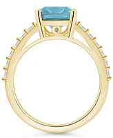 Macy's Aquamarine (2 Ct. T.w.) and Diamond (1/3 Ring 14K Yellow Gold