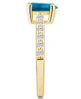 Macy's Blue Topaz (1 Ct. T.w.) and Diamond (1/3 Ring 14K Yellow Gold