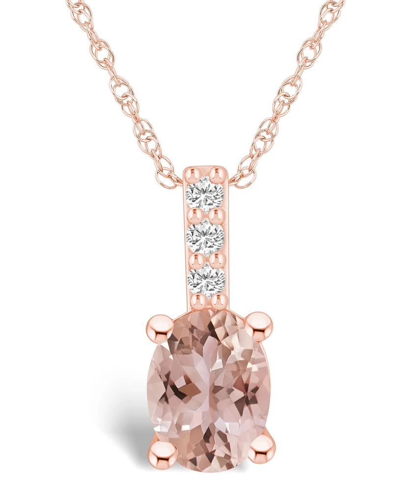 Macy's Morganite (1-1/7 Ct. T.w.) and Diamond Accent Pendant Necklace in 14K Rose Gold