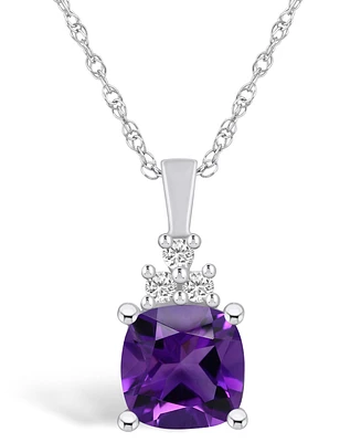 Macy's Amethyst (2 Ct. T.w.) and Diamond (1/10 Ct. T.w.) Pendant Necklace in 14K Gold