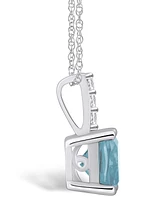 Macy's Aquamarine ( Ct. T.w.) and Diamond Accent Pendant Necklace in 14K Gold