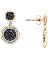 Wrapped in Love Black Diamond (1/2 ct. t.w.) & White Diamond (1/4 ct. t.w.) Circle Drop Earrings in 14k Gold, Created for Macy's