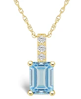 Macy's Aquamarine (1-3/8 Ct. T.w.) and Diamond Accent Pendant Necklace in 14K Yellow Gold