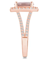 Macy's Morganite (2-1/2 ct. t.w.) and Diamond (3/ Halo Ring 14K Rose Gold