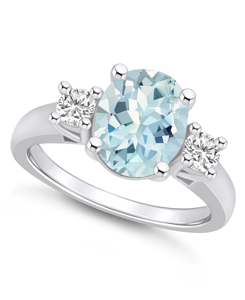 Macy's Aquamarine and Diamond Ring (2-1/2 ct.t.w 1/3 ct.t.w) 14K Gold