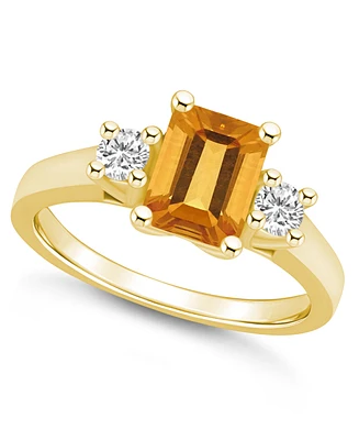 Macy's Citrine and Diamond Ring (1-5/8 ct.t.w 1/4 ct.t.w) 14K Yellow Gold