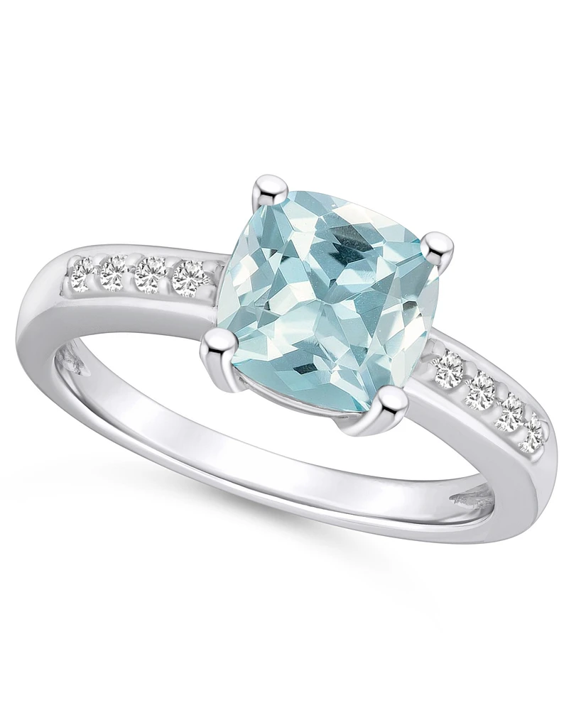 Macy's Aquamarine and Diamond Ring (2 ct.t.w 1/8 ct.t.w) 14K Gold