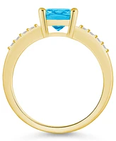 Macy's Blue Topaz and Diamond Ring (2-3/4 ct.t.w 1/8 ct.t.w) 14K Yellow Gold