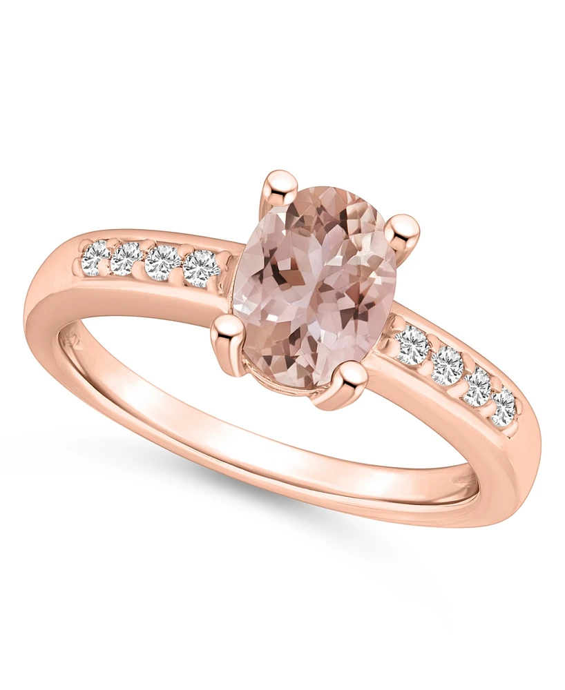 Macy's Morganite and Diamond Ring (1-1/7 ct.t.w 1/8 ct.t.w) 14K Rose Gold