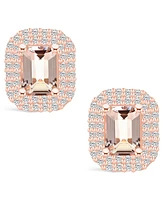 Macy's Morganite (1-3/4 ct. t.w.) and Diamond (3/4 ct. t.w.) Halo Stud Earrings in 14K Rose Gold