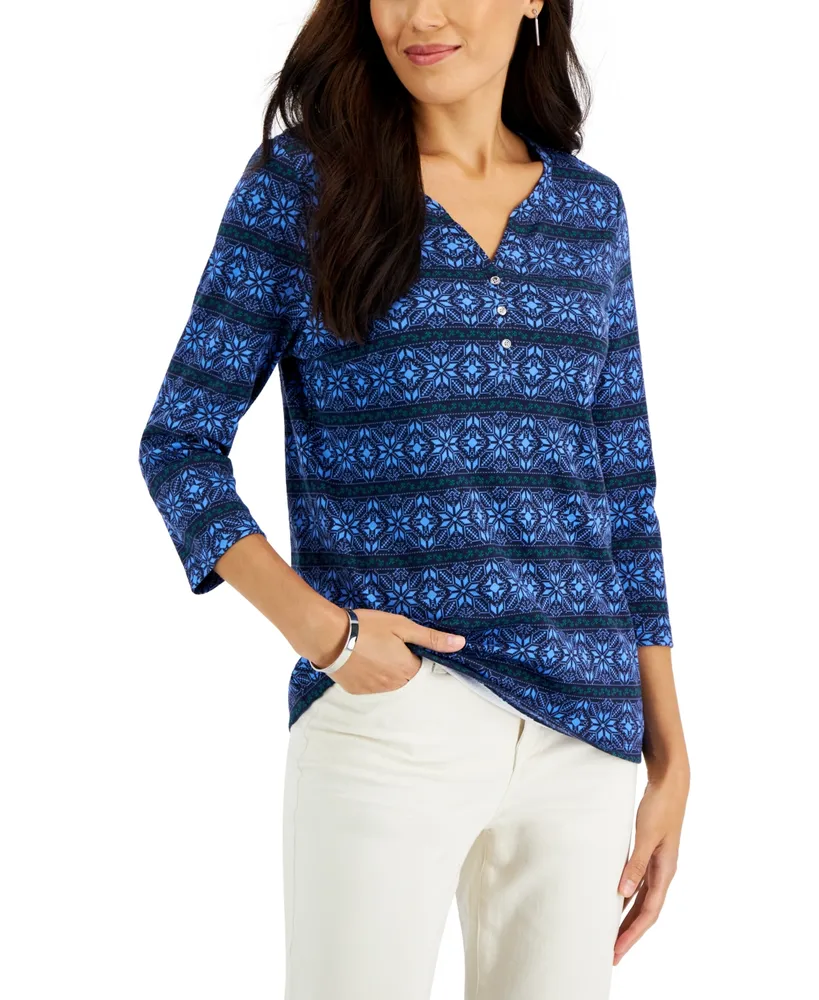 Karen Scott Women's Long-Sleeve Holiday Top, Created for Macy's