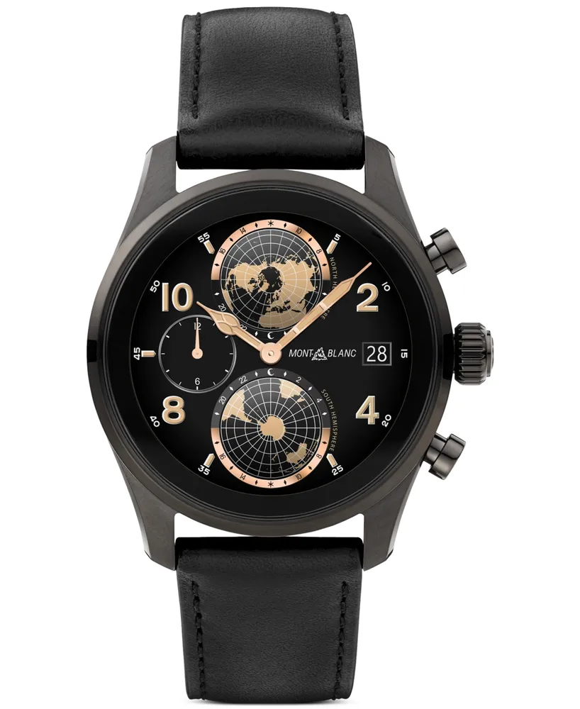 Montblanc Men's Summit 3 Black Leather Strap Smart Watch 42mm
