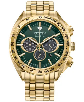 Citizen Eco-Drive Men's Chronograph Sport Luxury Gold-Tone Stainless Steel Bracelet Watch 43mm