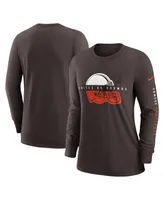 Women's Nike Brown Cleveland Browns Prime Split Long Sleeve T-shirt