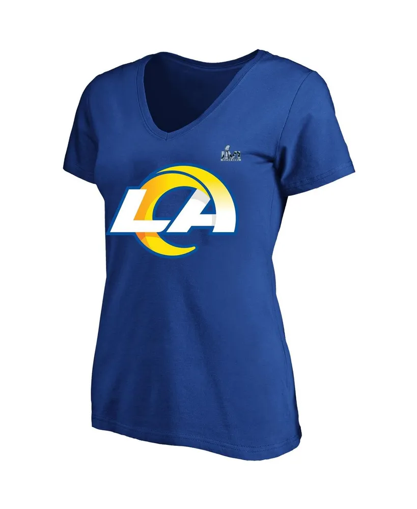 Women's Fanatics Matthew Stafford Royal Los Angeles Rams Super Bowl Lvi Plus Size Name and Number V-Neck T-shirt
