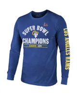 Men's Majestic Threads Royal Los Angeles Rams 2-Time Super Bowl Champions Always Champs Tri-Blend Long Sleeve T-shirt