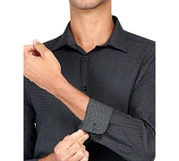 Men's Regular Fit Mini Neat Print Wrinkle Free Performance Dress Shirt