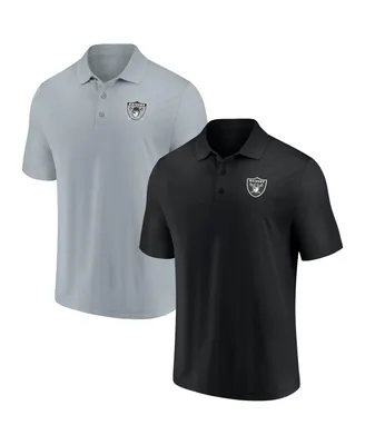 Men's Fanatics Black and Silver Las Vegas Raiders Home and Away 2-Pack Polo Shirt Set