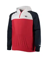 Men's New Era Red, Navy England Patriots Big and Tall League Raglan Quarter-Zip Hoodie