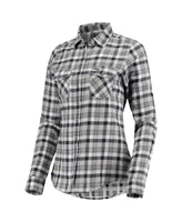 Women's Antigua College Navy, Gray Seattle Seahawks Ease Flannel Button-Up Long Sleeve Shirt