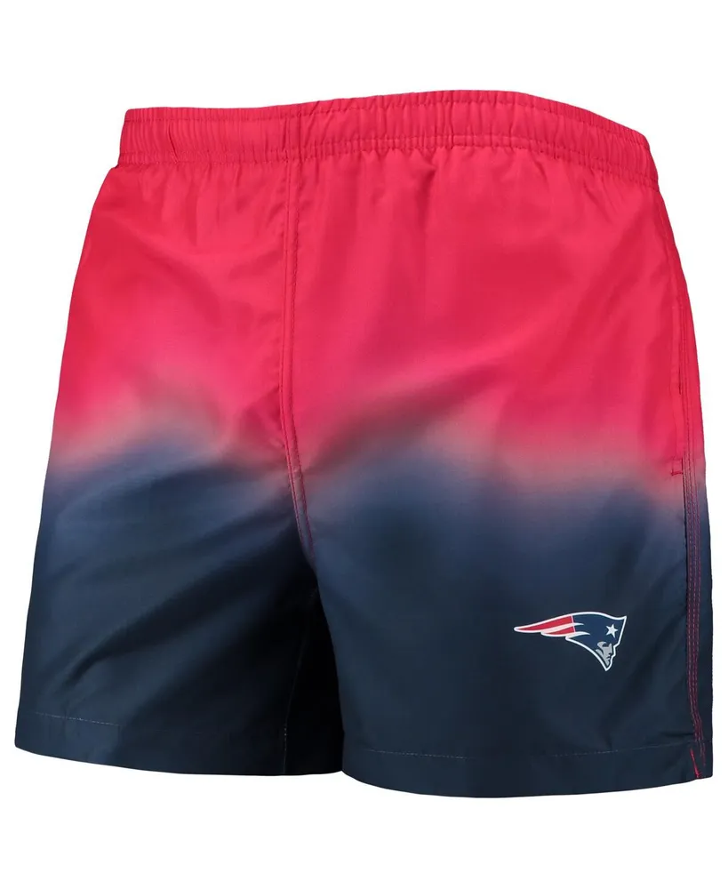 Men's Foco Red, Navy New England Patriots Dip-Dye Swim Shorts