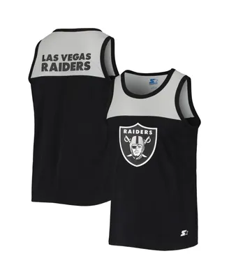 Men's Starter Black, Silver Las Vegas Raiders Team Touchdown Fashion Tank Top