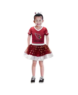 Big Girls Cardinal Arizona Cardinals Tutu Tailgate Game Day V-Neck Costume