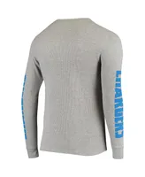 Men's Junk Food Heathered Gray Los Angeles Chargers Heavyweight Thermal Long Sleeve T-shirt