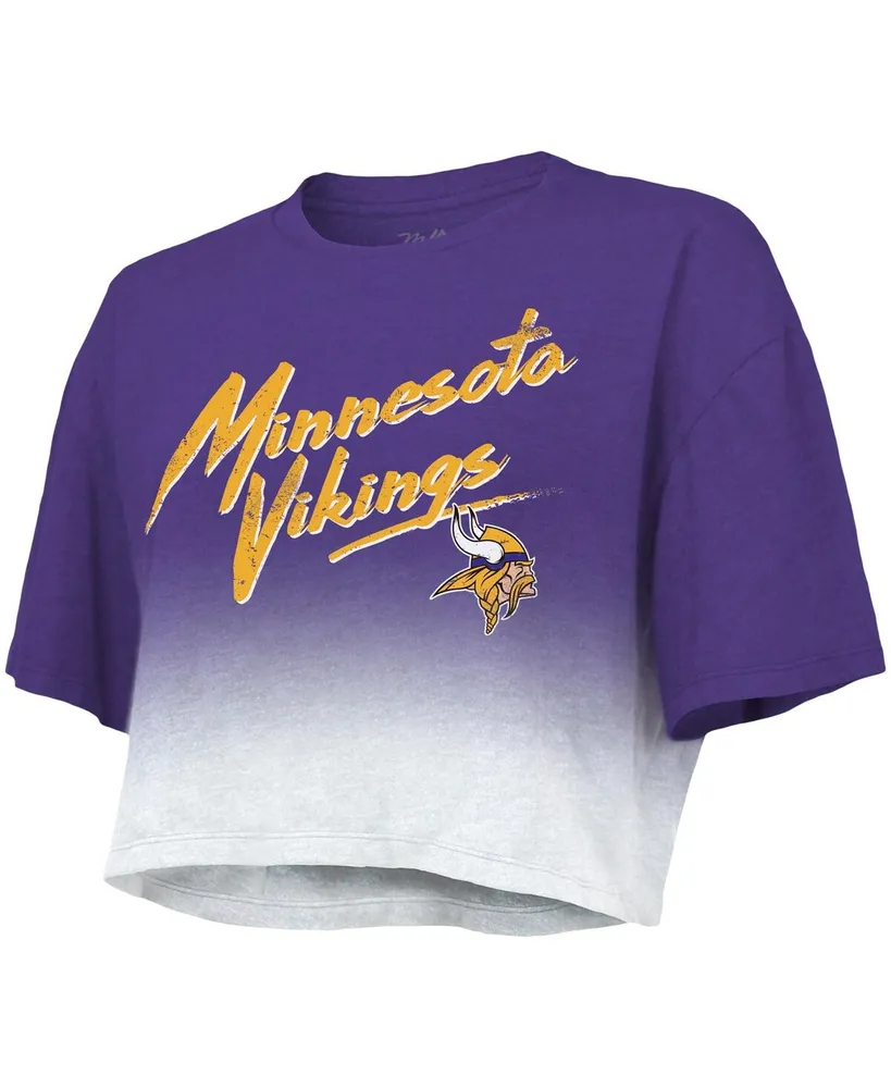 Women's Majestic Threads Justin Jefferson Purple, White Minnesota Vikings Drip-Dye Player Name and Number Tri-Blend Crop T-shirt