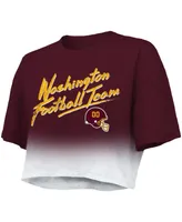 Women's Majestic Threads Chase Young Burgundy, White Washington Football Team Drip-Dye Player Name and Number Tri-Blend Crop T-shirt