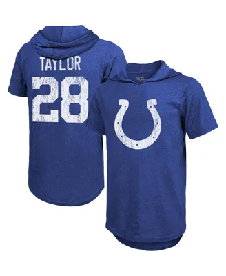 Men's Majestic Threads Jonathan Taylor Royal Indianapolis Colts Player Name and Number Tri-Blend Hoodie T-shirt