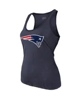 Women's Majestic Threads Mac Jones Navy New England Patriots Player Name and Number Tri-Blend Tank Top